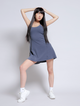 Load image into Gallery viewer, Sporty Chic Dress with Shorts in Blue Grey