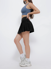 Load image into Gallery viewer, Varsity Pleated Skirt in Jet Black