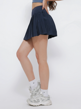 Load image into Gallery viewer, Varsity Pleated Skirt in Dark Navy