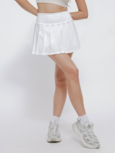 Load image into Gallery viewer, Varsity Pleated Skirt in White