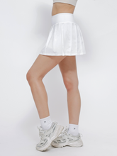 Load image into Gallery viewer, Varsity Pleated Skirt in White