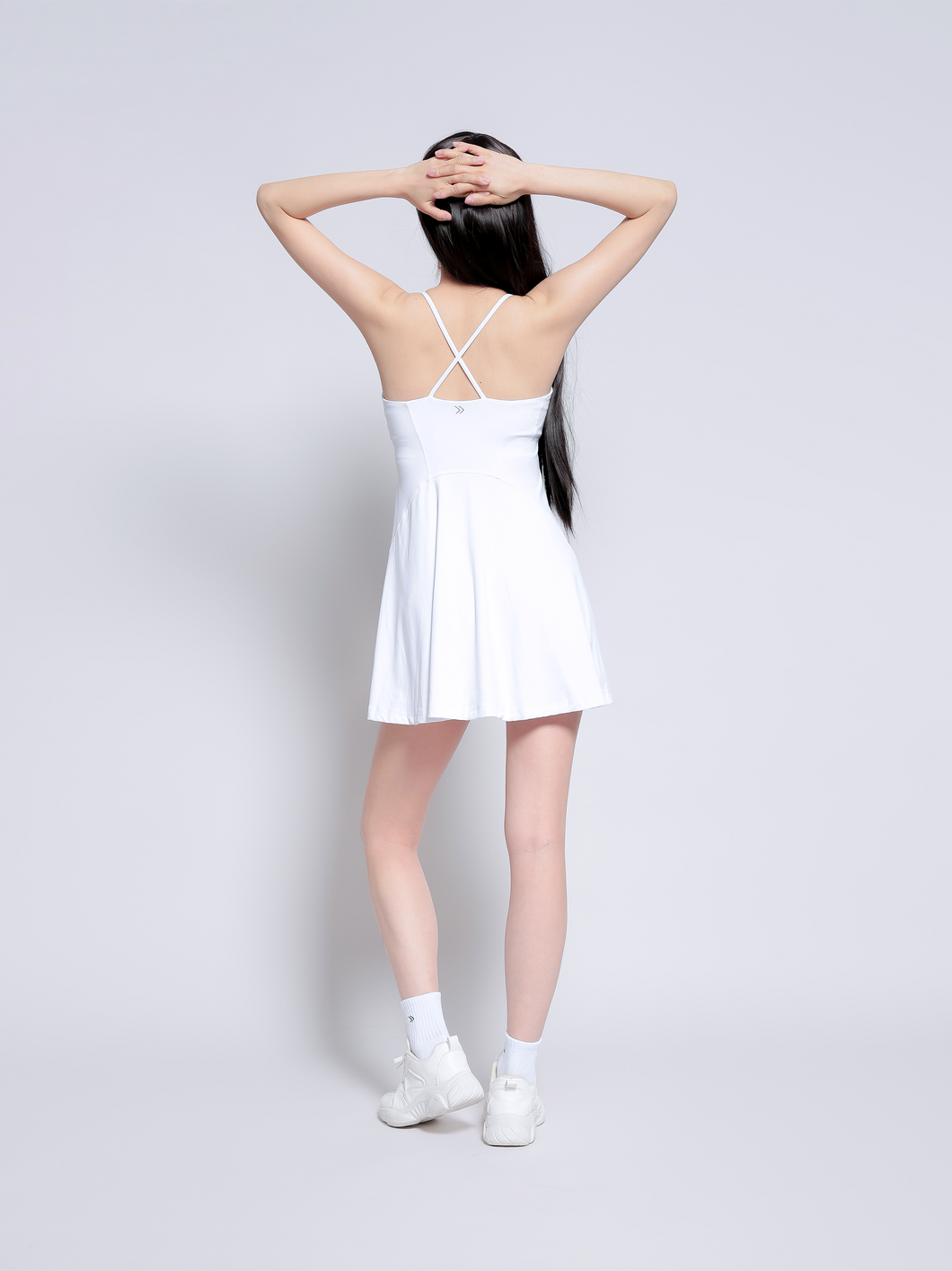 Sporty Chic Dress with Shorts in White – Avant Athletica