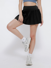 Load image into Gallery viewer, Varsity Pleated Skirt in Jet Black
