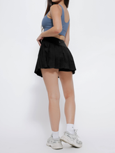 Load image into Gallery viewer, Varsity Pleated Skirt in Jet Black
