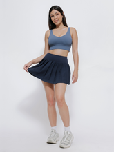 Load image into Gallery viewer, Varsity Pleated Skirt in Dark Navy
