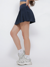 Load image into Gallery viewer, Varsity Pleated Skirt in Dark Navy
