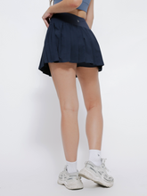 Load image into Gallery viewer, Varsity Pleated Skirt in Dark Navy
