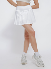 Load image into Gallery viewer, Varsity Pleated Skirt in White
