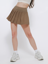 Load image into Gallery viewer, Varsity Pleated Skirt in Coffee
